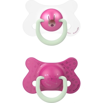 Пустушка силіконова Suavinex Зайчик, 4-18 міс., нічна, рожевий, 2 шт. (307006) - Pampik