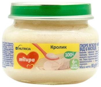 М'ясне пюре Milupa Кролик, 80 г - Pampik