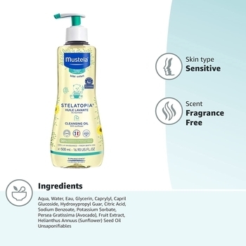 Очищувальне масло Mustela Stelatopia Cleansing Oil, для ванни, 500 мл - Pampik - 6