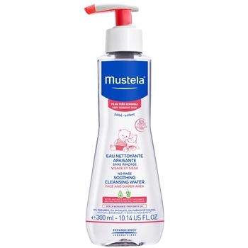 Рідина для очищення чутливої ​​шкіри Mustela No Rinse Soothing Cleansing Water, 300 мл - Pampik