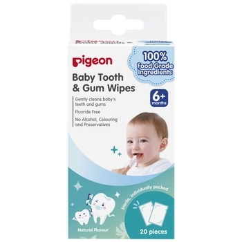 Серветки Pigeon Baby Tooth & Gum, для молочних зубів та ясен, без аромату, 20 шт. - Pampik
