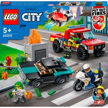 Конструктор LEGO City Пожарная бригада и полицейская погоня, 295 деталей (60319) - Pampik