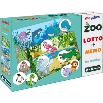 Гра настільна Magdum Лото+мемо Зоопарк (ME5032-21 EN) - Pampik