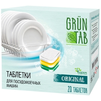 Таблетки для посудомийних машин Grun Tab Original, 20 шт. - Pampik