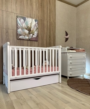 Ящик з поздовжнім маятником Верес для ліжечок ЛД-12 на ніжках, білий (40.41.1.06) - Pampik - 3