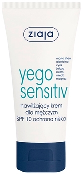 Зволожуючий крем для обличчя Ziaja SPF10 Yego Sensitiv Men, 50 мл - Pampik