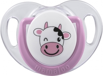 Силиконовая ортодонтическая пустышка Mamajoo Коровка, 6-12 мес., розовый с белым, 2 шт. (MMJ2940) - Pampik - 2