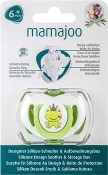 Силіконова ортодонтична пустушка Mamajoo Жабка, 6-12 міс., салатовий з білим (MMJ4012) - Pampik