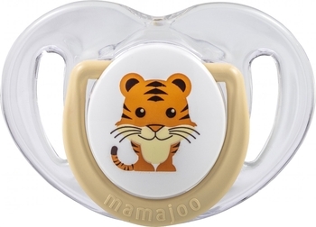Силиконовая ортодонтическая пустышка Mamajoo Тигр, 0-6 мес., бежевый с белым, 2 шт. (MMJ3039) - Pampik - 2