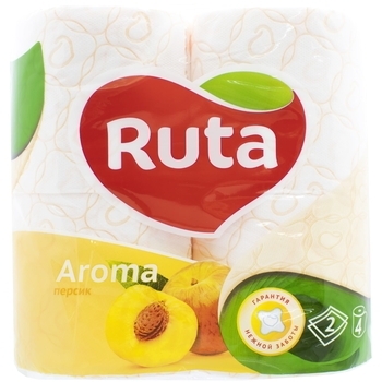 Двошаровий туалетний папір Ruta Aroma Персик, 4 рулони, жовтий - Pampik