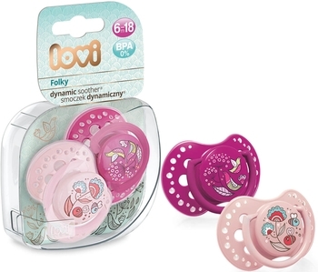 Силіконова динамічна пустушка Lovi Folky, 6-18 міс., 2 шт. (22 / 843girl) - Pampik - 2