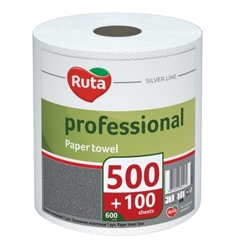 Паперові рушники Ruta Professional, двошарові, 1 рулон, 600 відривів - Pampik