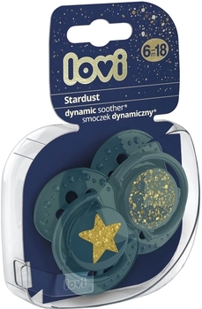 Силіконова динамічна пустушка Lovi Hey Stardust, 6-18 місяців, 2 шт., зелений (22/894_green) - Pampik