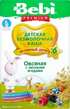 Безмолочна каша Bebi вівсяна з лісовими ягодами, 200 г - Pampik