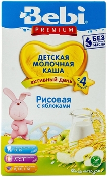 Молочна каша Bebi рисова з яблуком, 250 г - Pampik