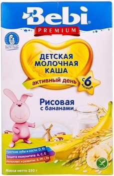 Молочна каша Bebi рисова з бананом, 250 г - Pampik