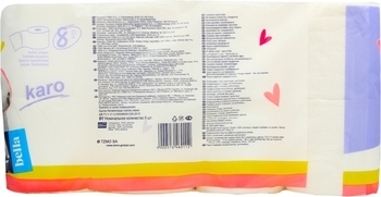 Двошаровий туалетний папір Bella Karo, білий, 8 рулонів - Pampik - 2