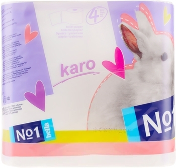 Двошаровий туалетний папір Karo, білий, 4 рулони - Pampik