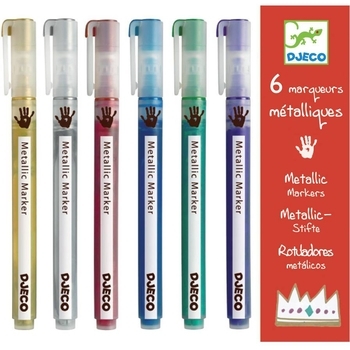 Набір фломастерів з металевим блиском Djeco 6 шт. - Pampik