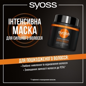 Інтенсивна маска Syoss Repair Boost для пошкодженого волосся, 500 мл - Pampik - 3