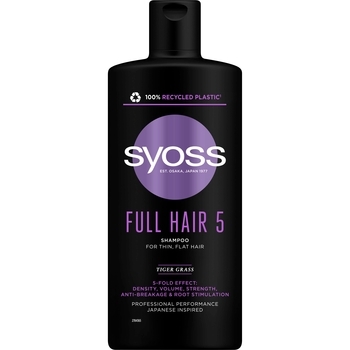 Шампунь Syoss Full Hair 5 з тигровою травою для тонкого волосся без об'єму, 440 мл - Pampik