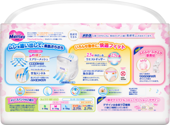 Подгузники-трусики Merries Sakura M (6-11 кг), 33 шт. - Pampik - 3