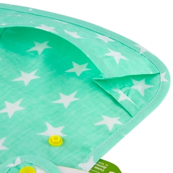 Непромокающий нагрудник с карманом Эко Пупс Eсo Cotton Premium Звездочки, ментоловый с белым, 30х21 см (EPB-008) - Pampik - 3