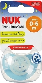 Пустышка "Trendline Day And Night", 0-6мес, ежик NUK - Pampik
