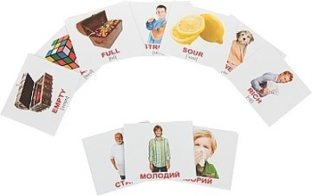 Комплект карточек "Прилагательные/Adjectives", Мини 40, (укр/англ) Вундеркинд с пелёнок, укр/англ - Pampik