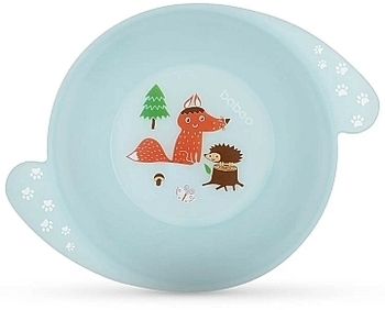 Тарелочка с ручками глубокая Baboo Love story Fox, от 6 месяцев, голубая (90430) - Pampik