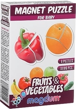Набор магнитов "Baby puzzle. Фрукты и овощи", 18 шт. Magdum - Pampik