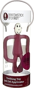 Игрушка-прорезыватель "Обезьянка", 10,5 см, бордовый Matchstick Monkey - Pampik - 2