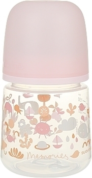 Бутылочка "Истории малышей", 150 мл, физиологическая соска, медленный поток, розовая Suavinex - Pampik