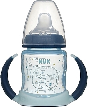 Бутылочка пластиковая First Choice 150 мл, соска из силикона, мишка NUK - Pampik