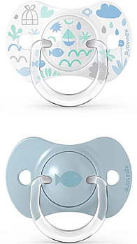 Пустышка с физиологической соской (набор 2 шт.), "Memories: Истории малышей", 0-6 месяцев, голубая Suavinex, набор 2 шт. - Pampik