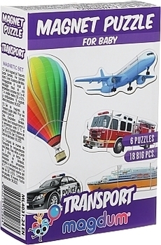 Набор магнитов "Baby puzzle. Транспорт", 18 шт. Magdum - Pampik