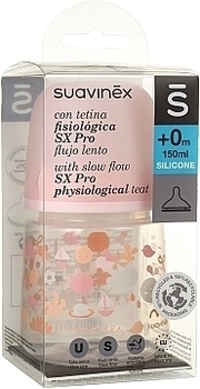 Бутылочка "Истории малышей", 150 мл, физиологическая соска, медленный поток, розовая Suavinex - Pampik - 3