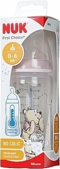 Бутылочка пластиковая 300 мл, соска из силикона, Винни, пудровая NUK - Pampik - 2