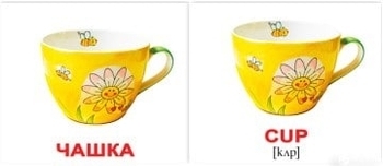 Комплект карточек "Посуда/Kitchenware", Мини 20, (укр/англ) Вундеркинд с пелёнок, укр/англ - Pampik