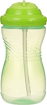 Поїлка-непроливайка з силіконовою соломинкою Курносики, 420 мл, салатовий (7225) - Pampik