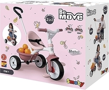 Дитячий металевий велосипед Smoby триколісний 2 в 1 Be Move 68x52x52 см, рожевий (740332) - Pampik - 8