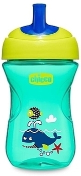 Поильник-непроливайка "Advanced Cup" 266 мл, 12м+, зеленый с рыбками Chicco - Pampik