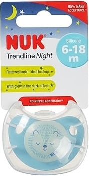 Пустышка "Trendline Day And Night", 6-18мес, ежик NUK - Pampik
