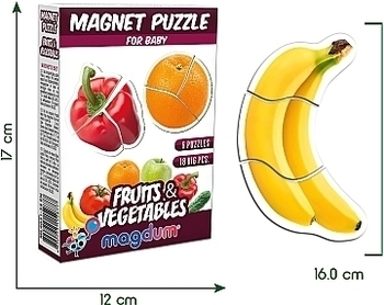 Набор магнитов "Baby puzzle. Фрукты и овощи", 18 шт. Magdum - Pampik - 4