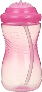 Поїлка-непроливайка з силіконовою соломинкою Курносики, рожева, 420 мл (7225) - Pampik