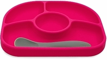 Набор силиконовых тарелок и ложек BBluv Yumi, розовый (B0153-P) - Pampik - 2