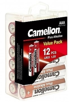 Батарейка Plus Alkaline ААА LR03, 12 шт Camelion - Pampik