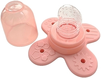 Ниблер силиконовый "Nibi Teether 2in1", розовый Kinderenok - Pampik - 3