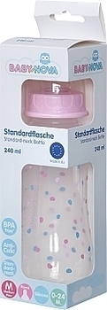 Бутылочка пластиковая Baby-Nova ПП, розовая, 240 мл (3960075) - Pampik - 2