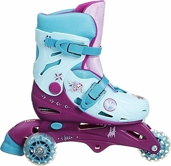 Роликовые коньки 3 колесные "Frozen", бирюзовые с фиолетовым Mondo - Pampik